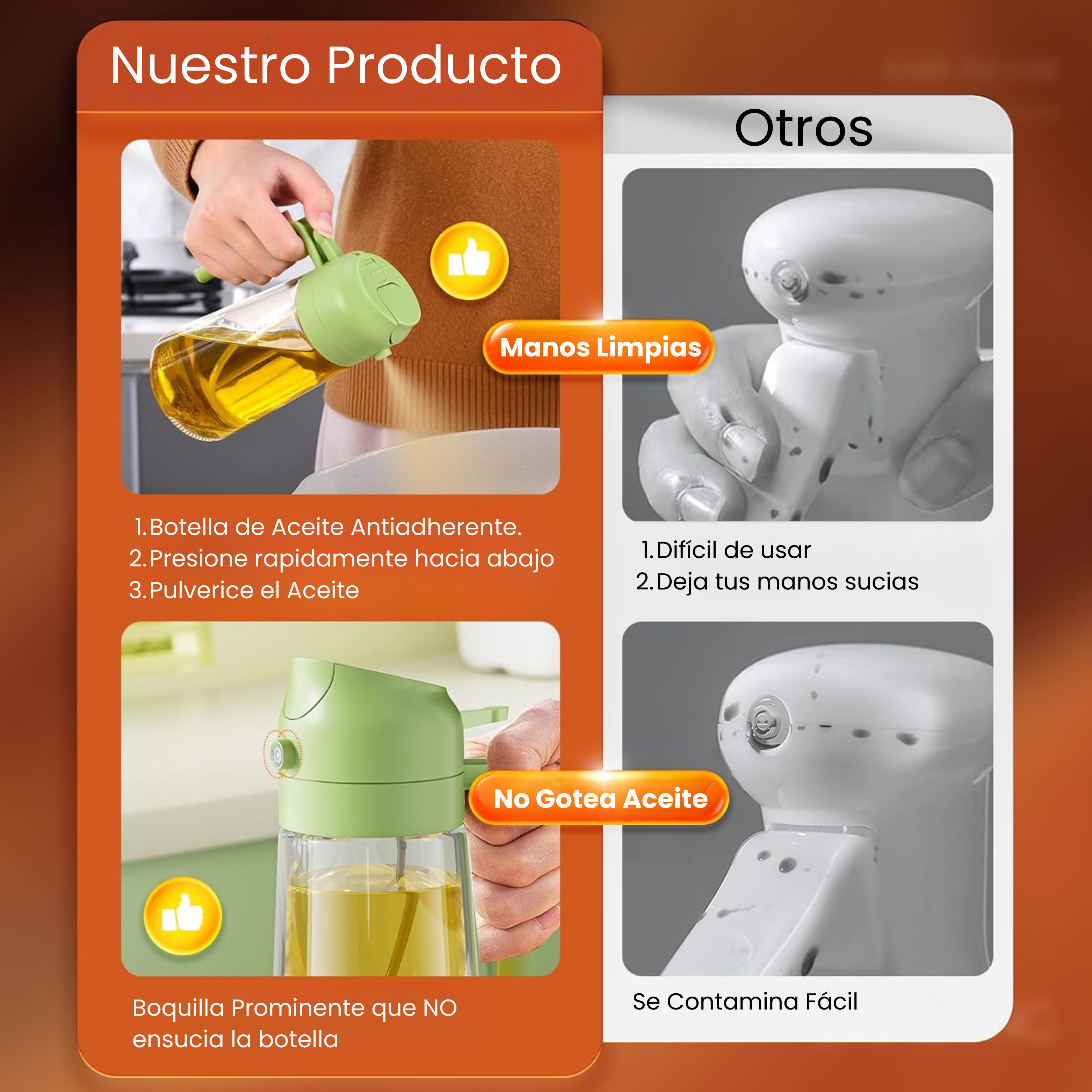 OilMaster® 2 en 1 – Control total: spray + chorro