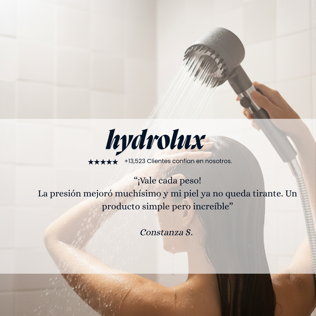 HydroLux® | Cabezal de ducha Alta Presión y Filtro de Agua