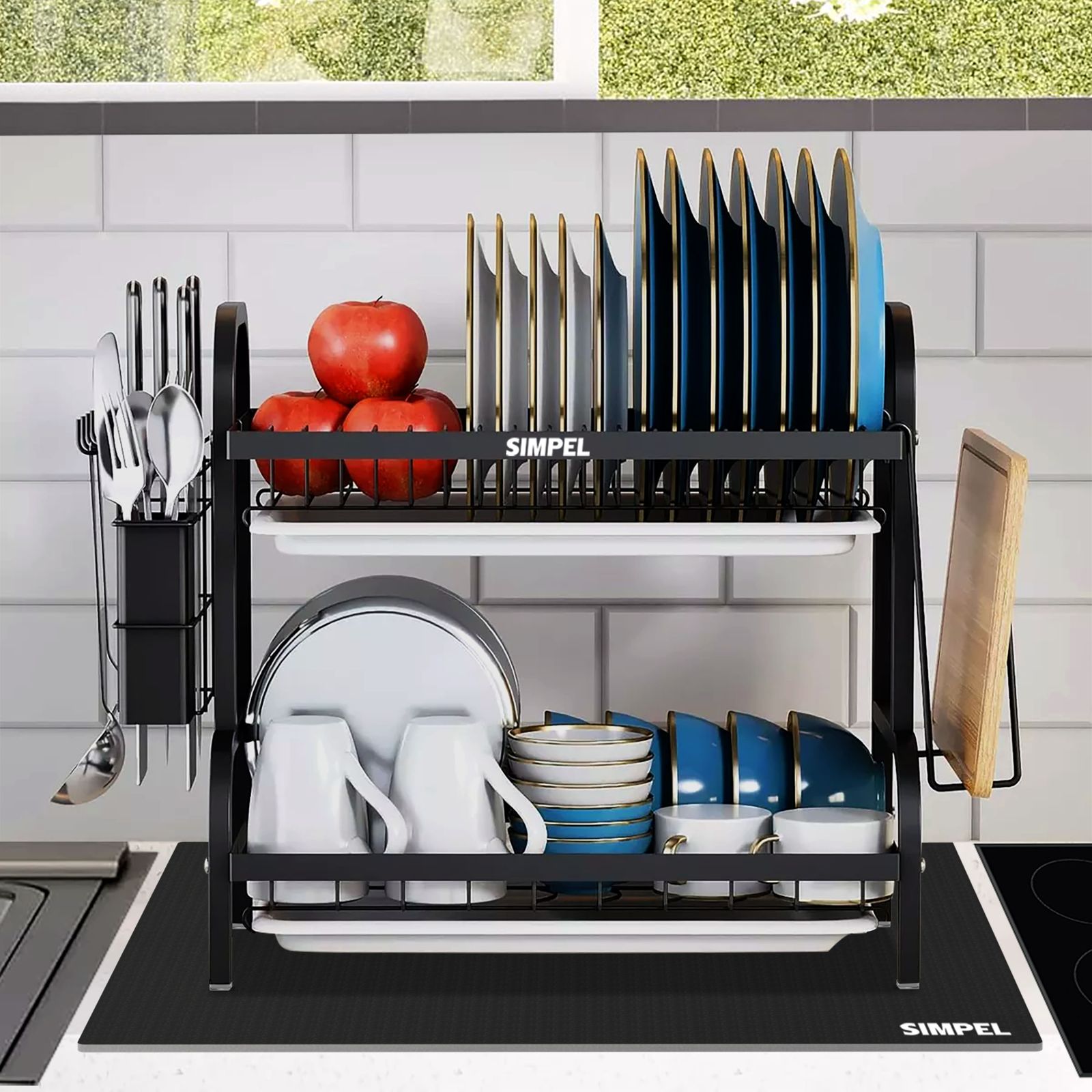Escurridor de Platos 2 Niveles + Tapete de Regalo🎁 – Compacto, Resistente y Antigoteo | SIMPEL®