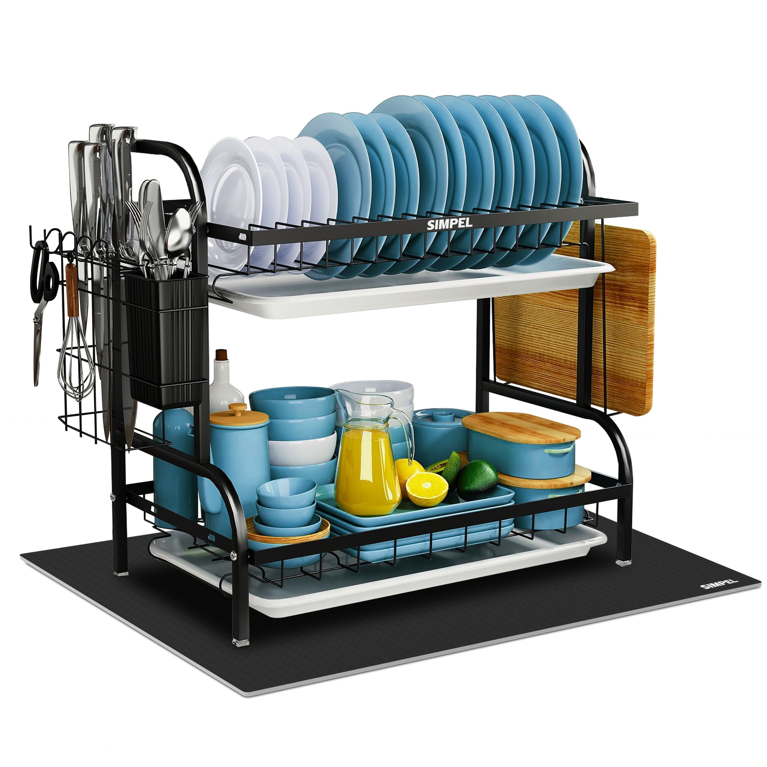 Escurridor de Platos 2 Niveles + Tapete de Regalo🎁 – Compacto, Resistente y Antigoteo | SIMPEL®